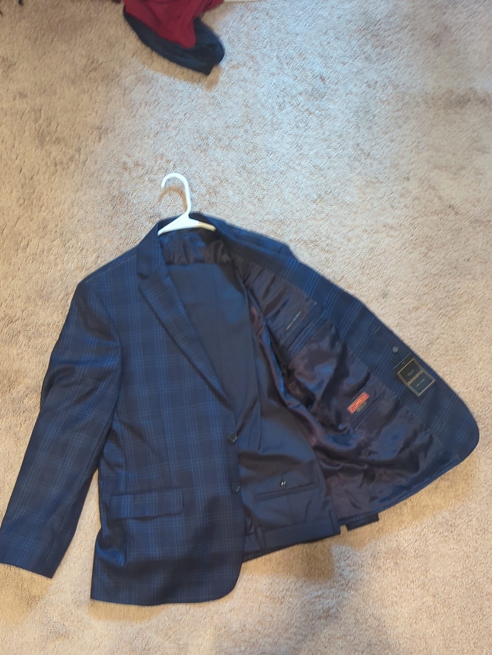 Jos A Bank Reserve Collection Men's Navy Plaid Blazer And Pants